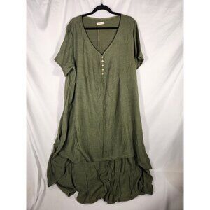 NWOT ANSELF Womens Plus Dress Olive Layered Lagen look Minimalist Comfort 3X